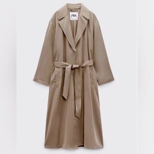 Zara Lightweight Open-front Belted Trench Coat, XS